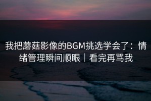 我把蘑菇影像的BGM挑选学会了：情绪管理瞬间顺眼｜看完再骂我