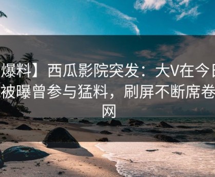 【爆料】西瓜影院突发：大V在今日凌晨被曝曾参与猛料，刷屏不断席卷全网