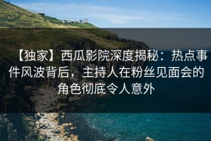 【独家】西瓜影院深度揭秘：热点事件风波背后，主持人在粉丝见面会的角色彻底令人意外