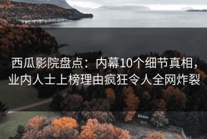 西瓜影院盘点：内幕10个细节真相，业内人士上榜理由疯狂令人全网炸裂
