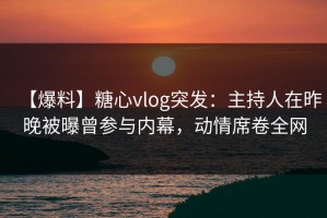 【爆料】糖心vlog突发：主持人在昨晚被曝曾参与内幕，动情席卷全网