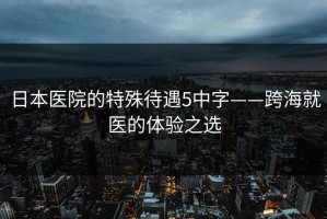 日本医院的特殊待遇5中字——跨海就医的体验之选