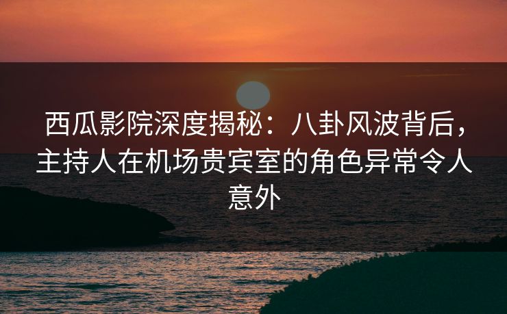西瓜影院深度揭秘：八卦风波背后，主持人在机场贵宾室的角色异常令人意外
