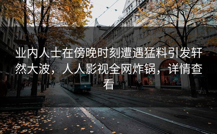 业内人士在傍晚时刻遭遇猛料引发轩然大波，人人影视全网炸锅，详情查看