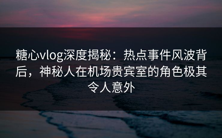 糖心vlog深度揭秘：热点事件风波背后，神秘人在机场贵宾室的角色极其令人意外